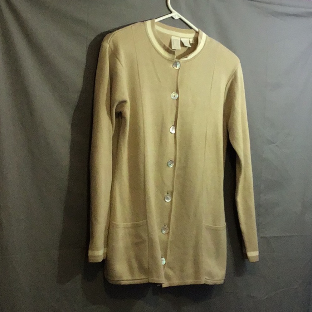 C&W - women's, Longer style sweater sz SP  tan